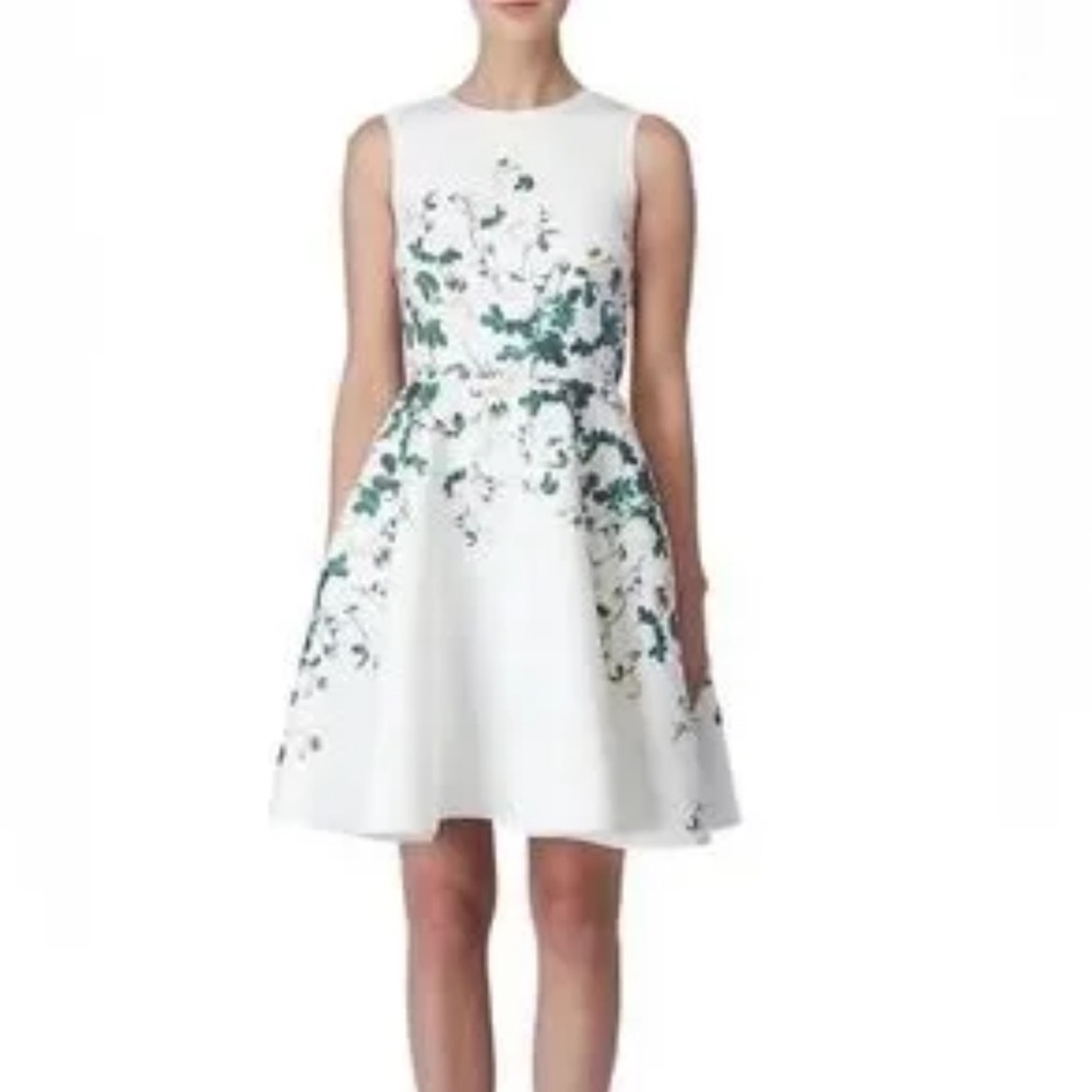 Erin by Erin Featherstone- White Neoprene Sleeveless Floral Mini Dress - Picture 2 of 6